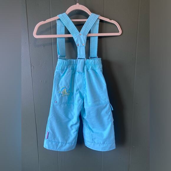 Toddler Snow Pants Overall Bib Size 2T Aqua Blue Silver Star Embellished Winter - Picture 2 of 12